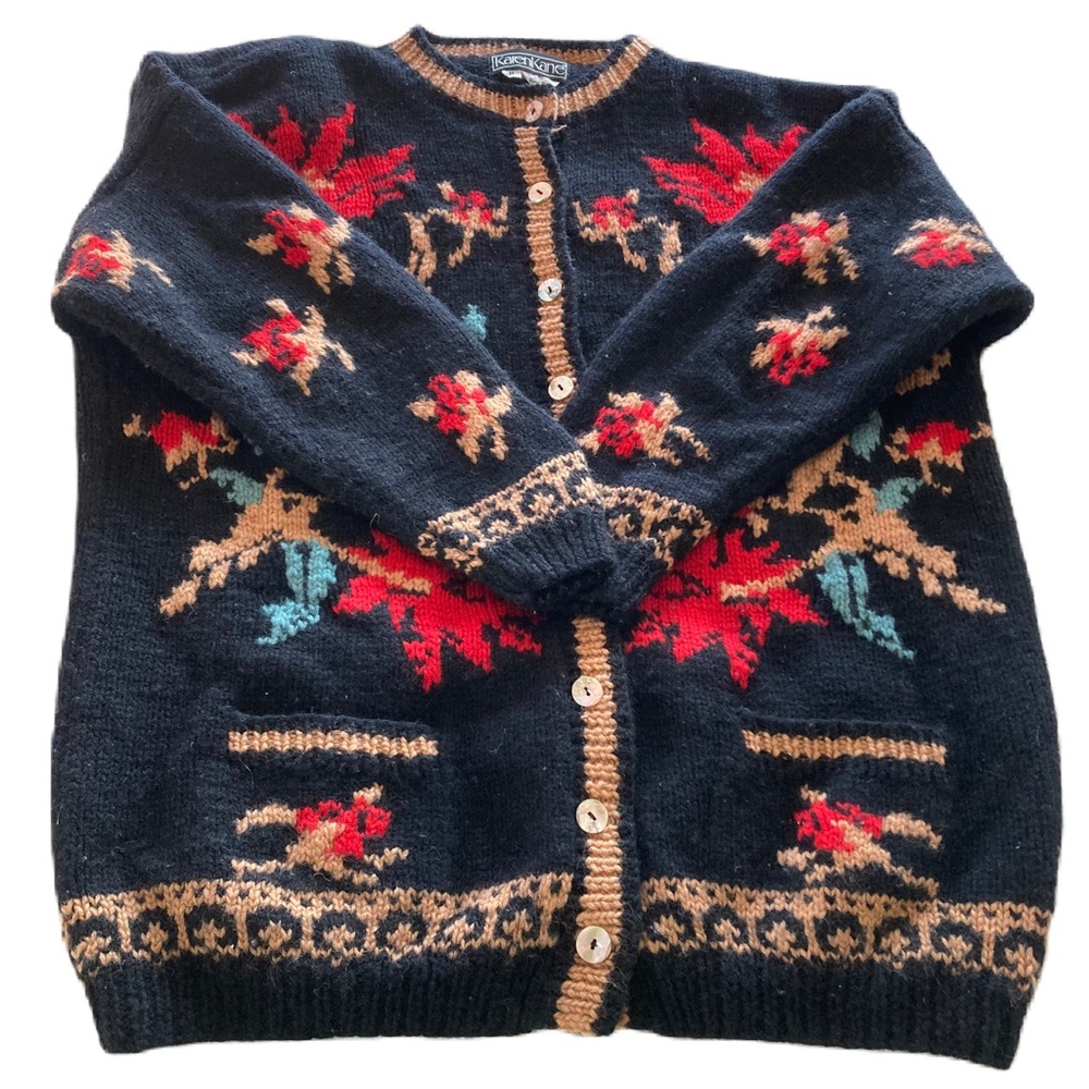 Vintage Chunky Hand Knit Classic Sweater Genuine Abalone Buttons❣️ - Picture 15 of 16